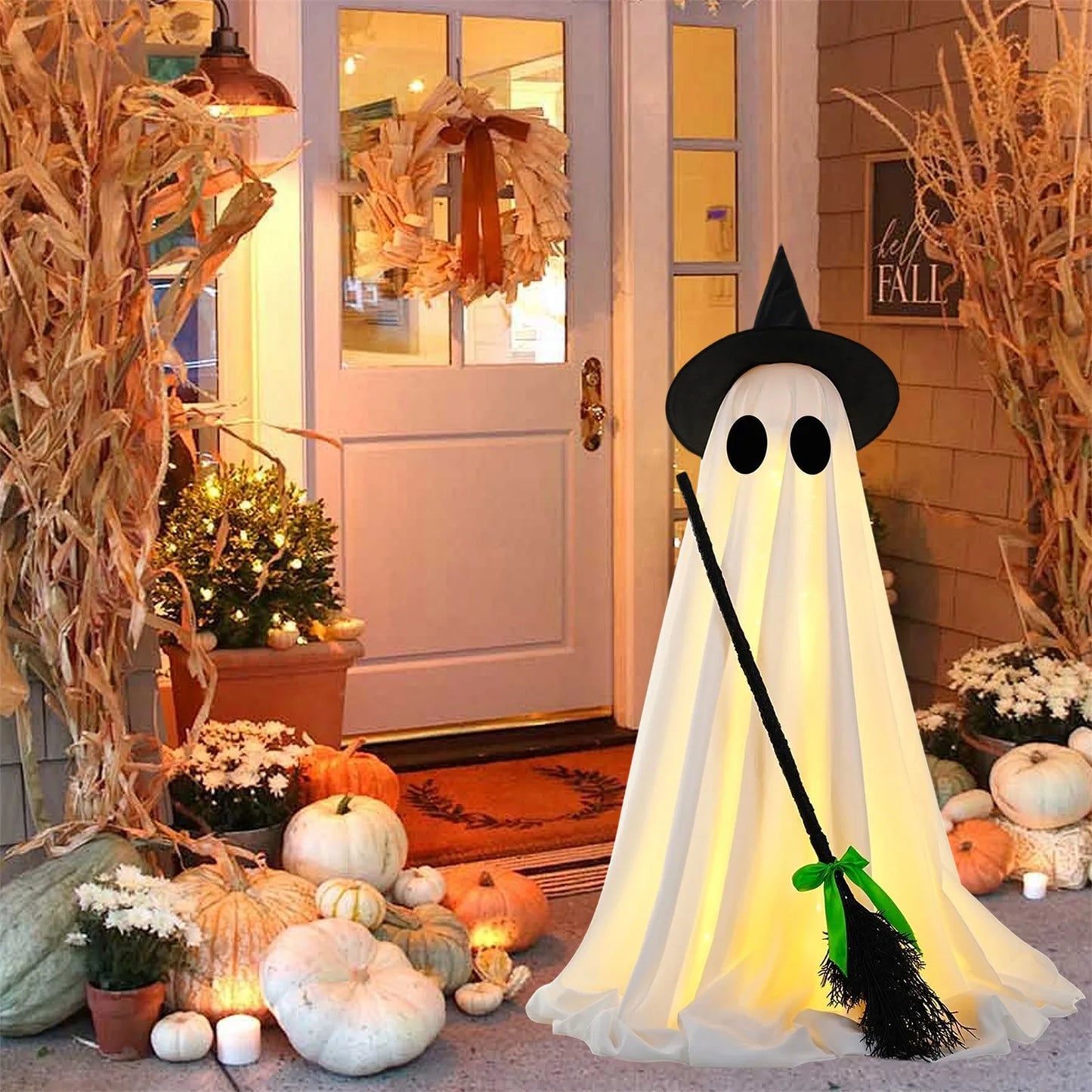 Halloween dekoration - Spöke med häxkvast