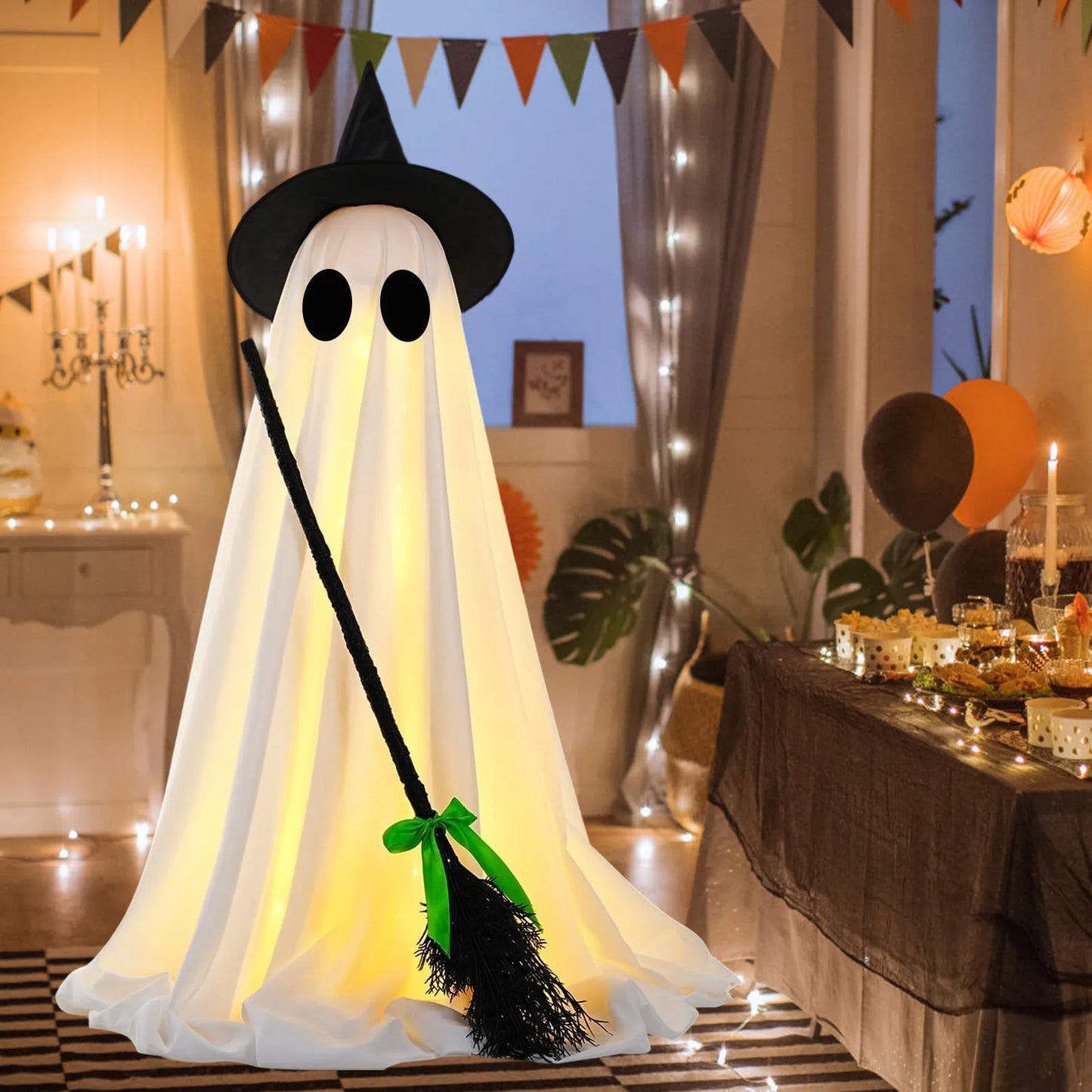 Halloween dekoration - Spöke med häxkvast