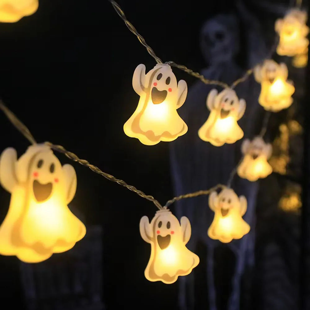Halloween dekoration - Ljusslinga pumpa, spöke & spindelnät