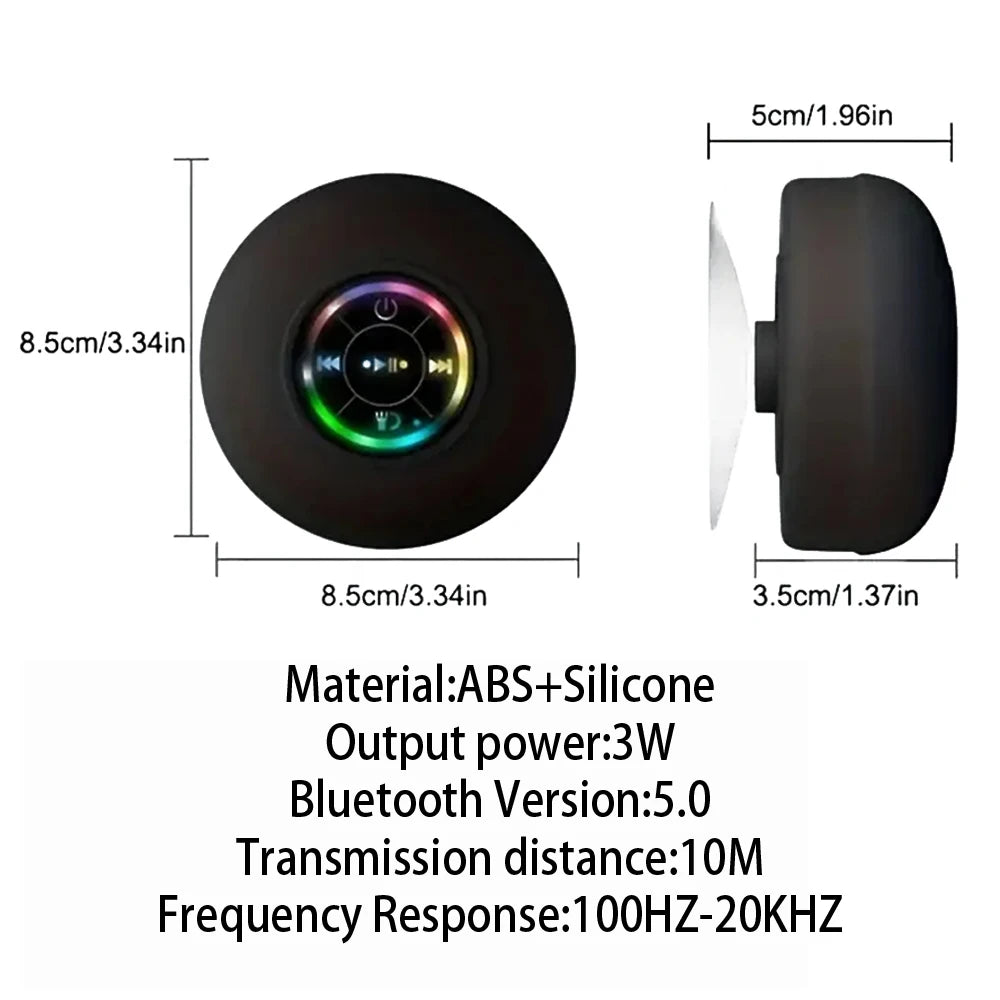 Portabel LED Bluetooth Högtalare - Vattentät med sugpropp för badrum & utomhus