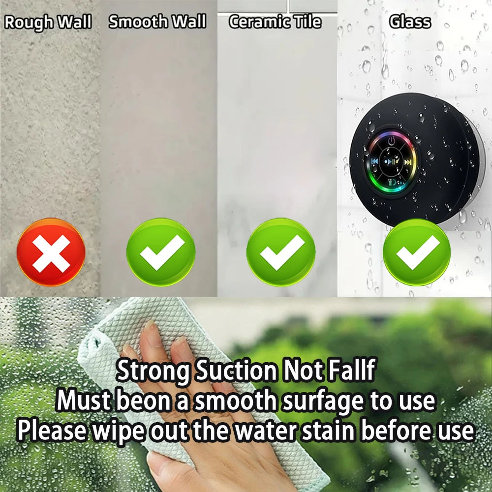 Portabel LED Bluetooth Högtalare - Vattentät med sugpropp för badrum & utomhus