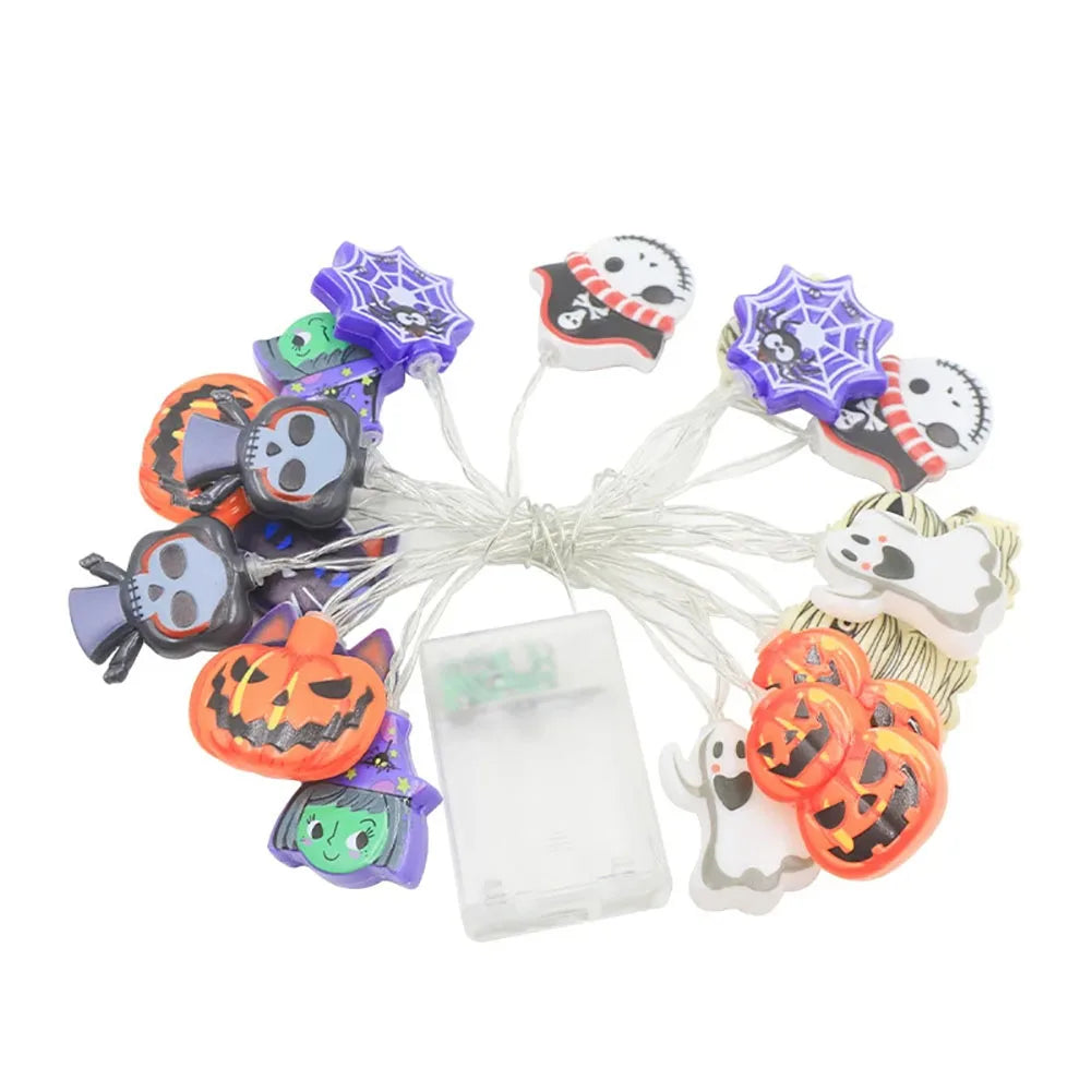 Halloween dekoration - Ljusslinga pumpa, spöke & spindelnät