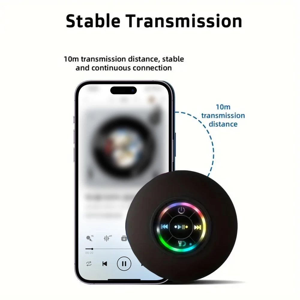 Portabel LED Bluetooth Högtalare - Vattentät med sugpropp för badrum & utomhus