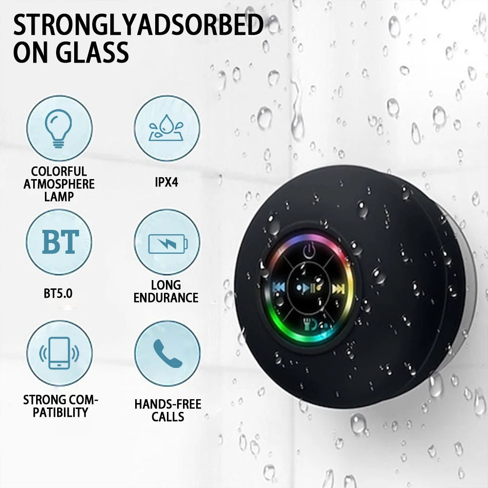 Portabel LED Bluetooth Högtalare - Vattentät med sugpropp för badrum & utomhus