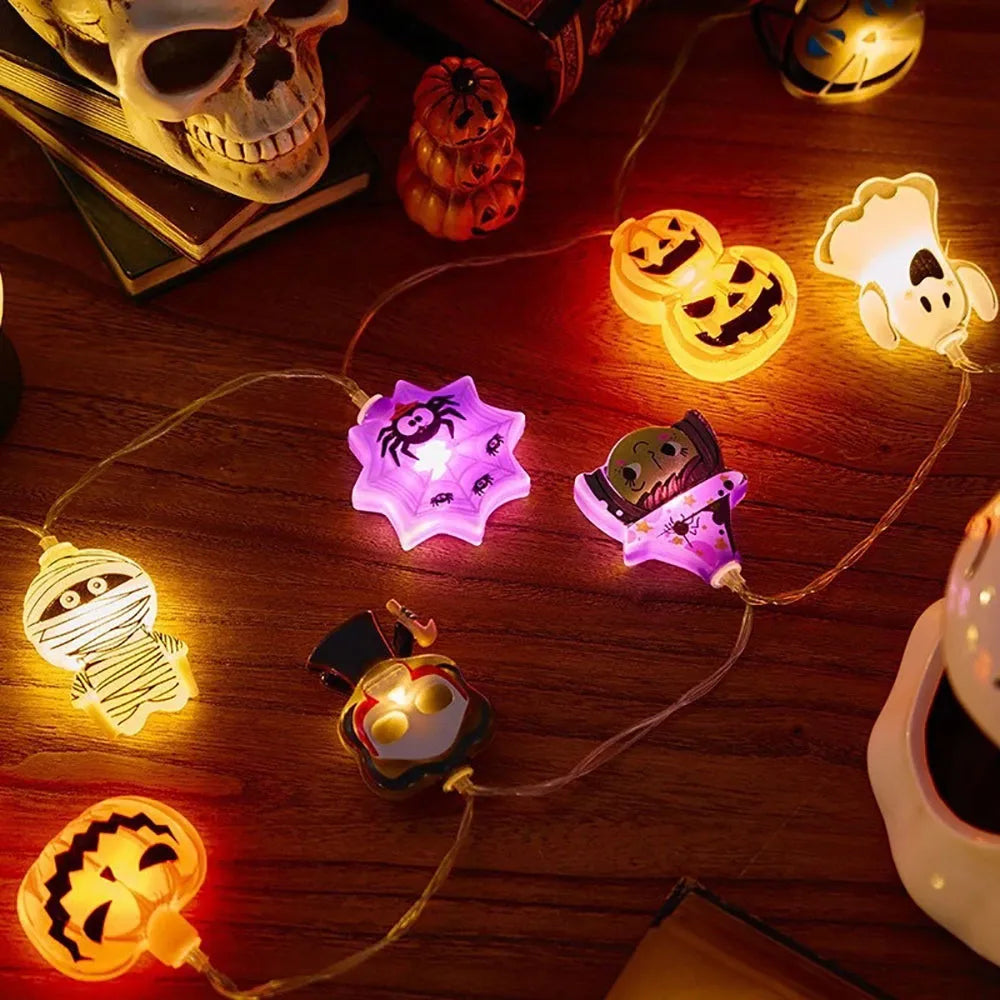 Halloween dekoration - Ljusslinga pumpa, spöke & spindelnät