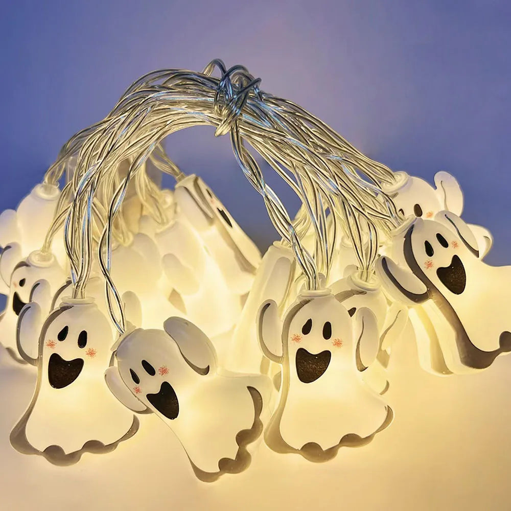Halloween dekoration - Ljusslinga pumpa, spöke & spindelnät
