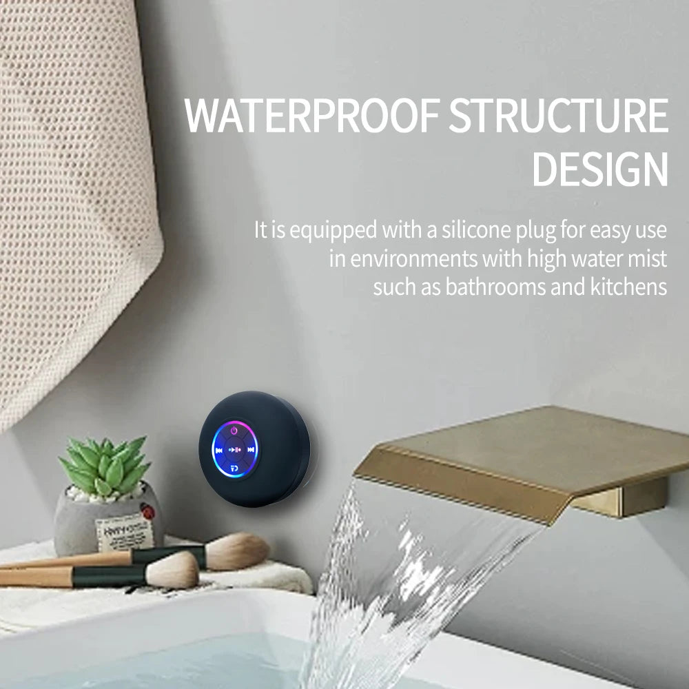 Portabel LED Bluetooth Högtalare - Vattentät med sugpropp för badrum & utomhus
