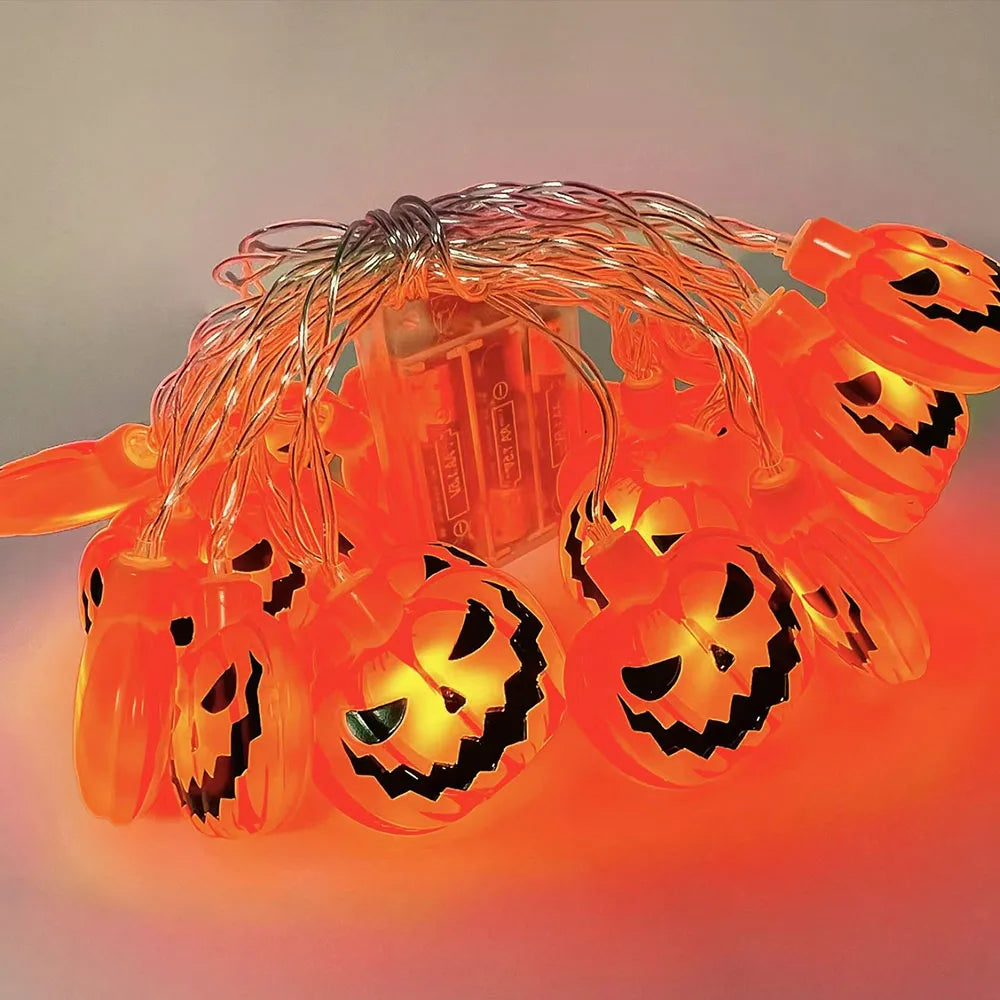 Halloween dekoration - Ljusslinga pumpa, spöke & spindelnät