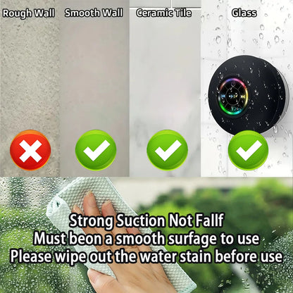 Portabel LED Bluetooth Högtalare - Vattentät med sugpropp för badrum & utomhus