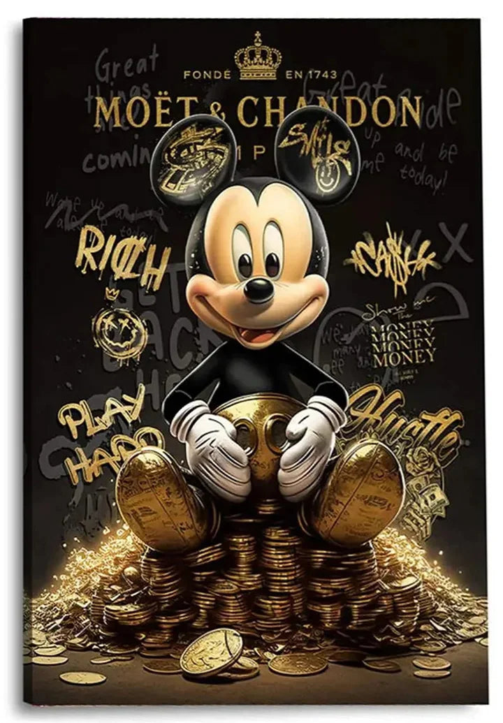 Rich Mickey Golden Canvas Painting