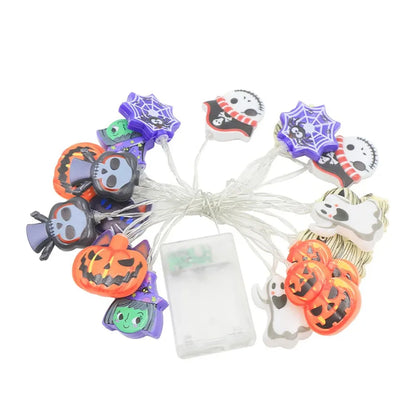 Halloween dekoration - Ljusslinga pumpa, spöke & spindelnät