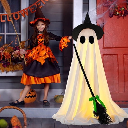 Halloween dekoration - Spöke med häxkvast