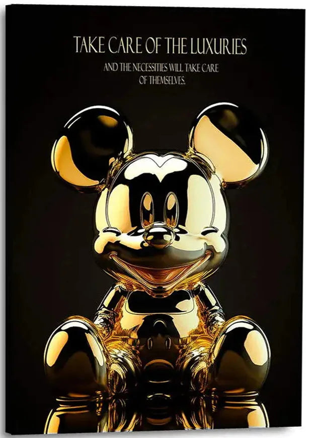 Rich Mickey Golden Canvas Painting